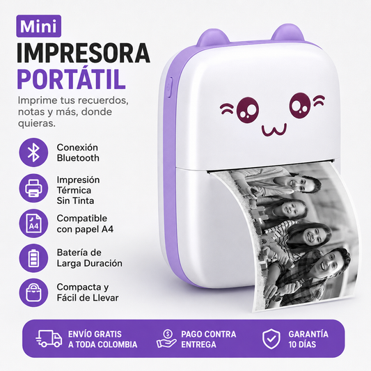Mini Impresora Térmica Bluetooth | Imprime Fotos, Notas y Etiquetas en Segundos
