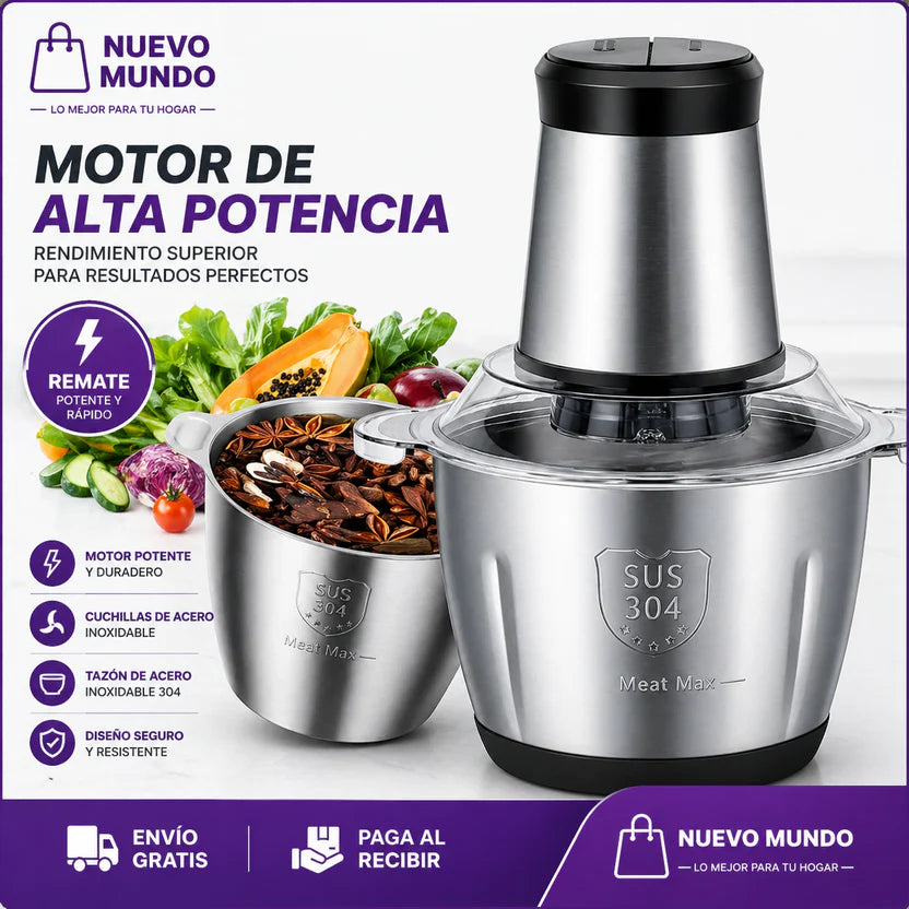 Molino Picador Eléctrico Acero Inoxidable 2 Litros