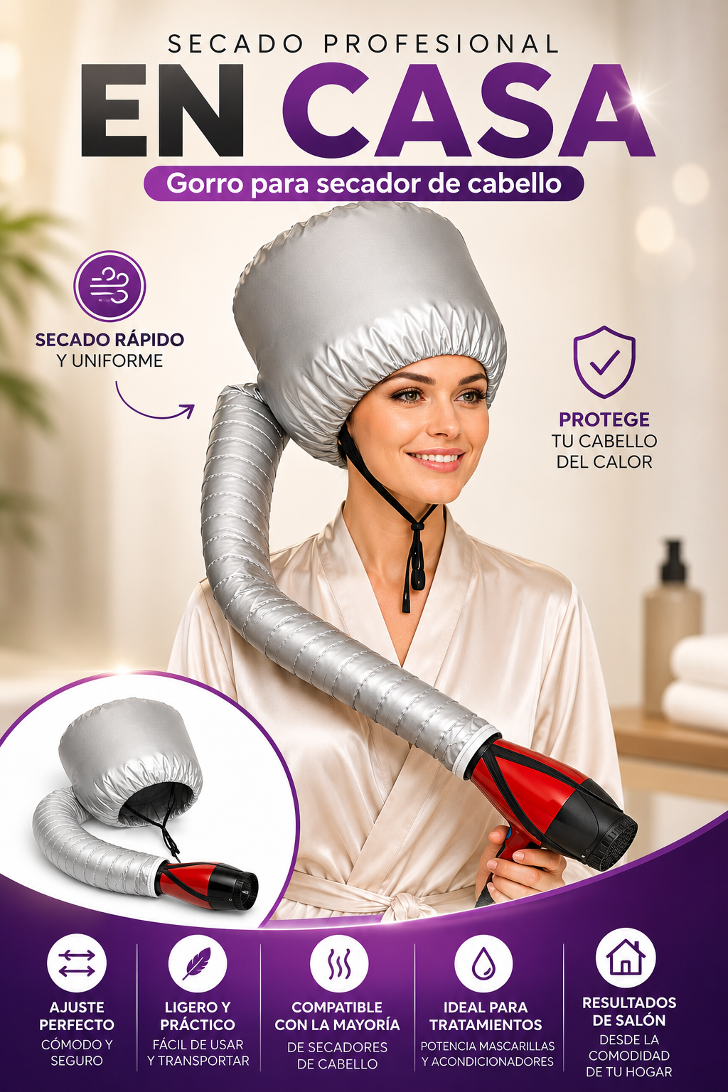 DryCap Pro™ | Gorro Secador Profesional 360°