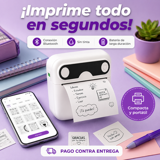 PrintGo Pro - Mini Impresora Térmica Bluetooth